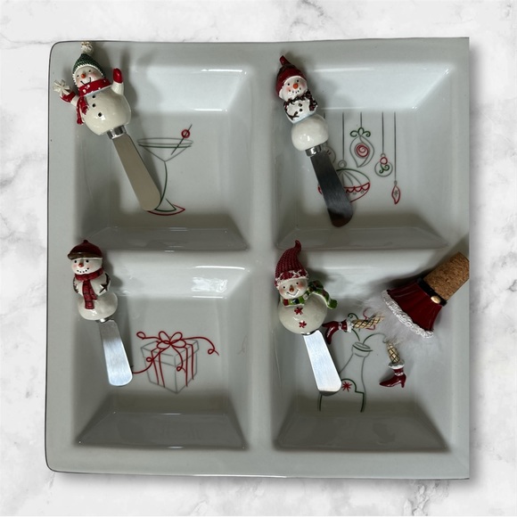 Food Network Christmas EAT DRINK & BE MERRY 4-Section Divided Serving Dish - Picture 6 of 6